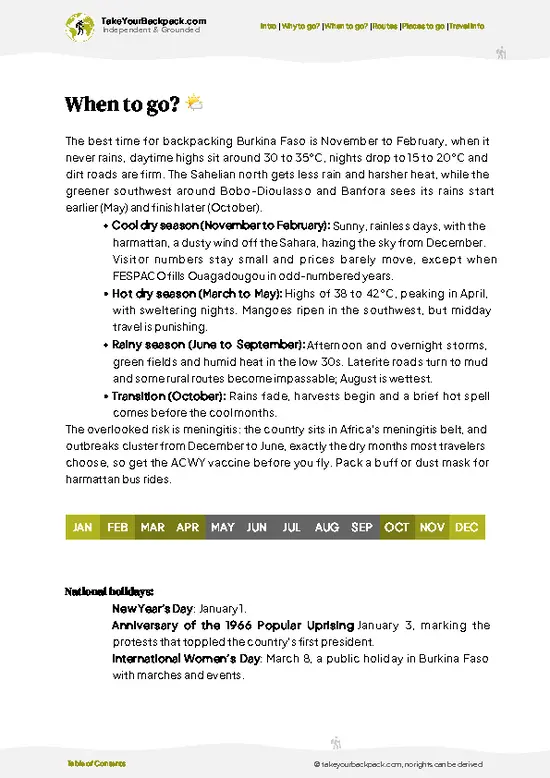 example page 3 from our offline Travel Guide for Burkina Faso
